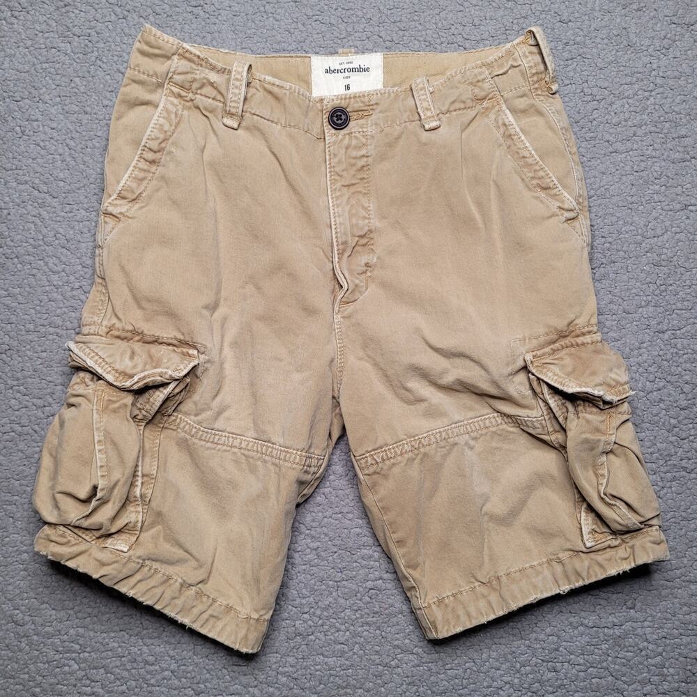 Abercrombie Shorts Kids Boys 16 Khaki Cotton Cargo Utility Pockets Casual 90s